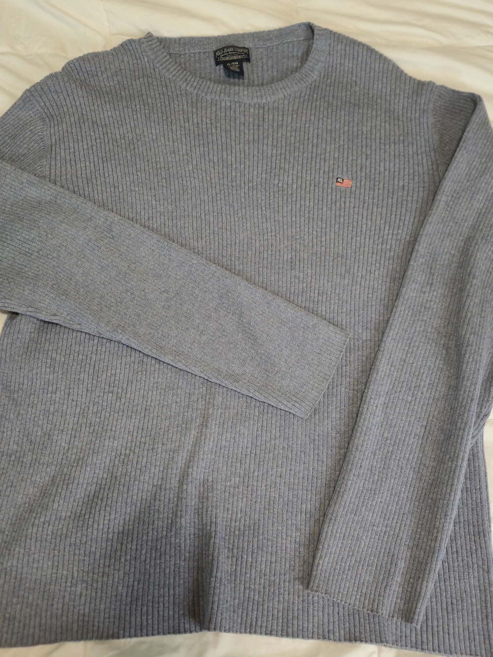 Tommy Hilfiger Men's Light Blue Ribbed Crewneck Sweater0905